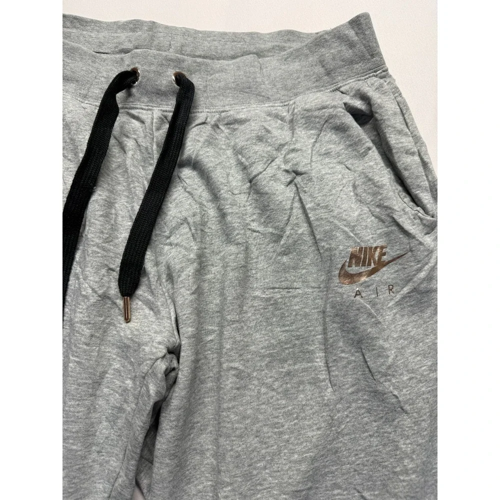 Nike Air Sweatpants Womens XL Heather Gray Metallic Gold Logo‎ Athleisure Jogger